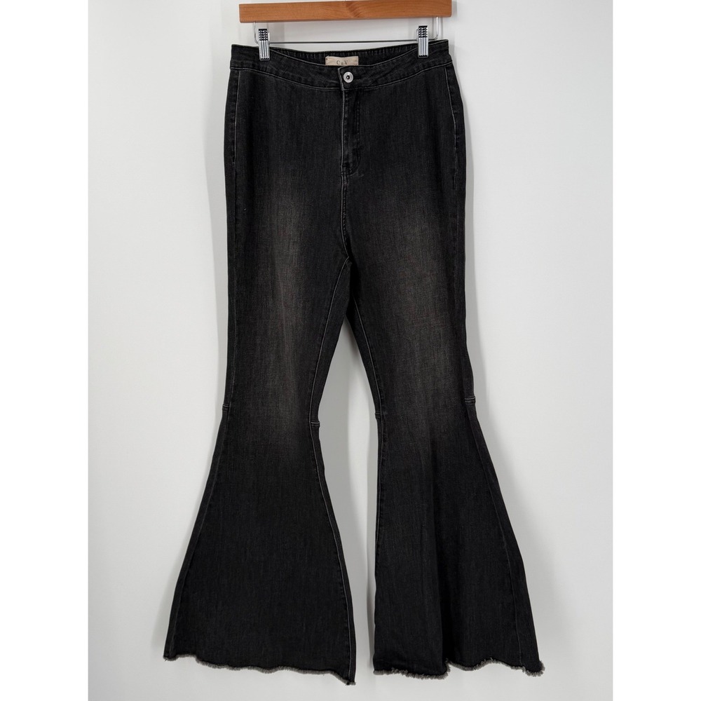 Chelsea & Violet Black High Waisted Extreme Flare Bell Bottom Jeans Size 30 NWT